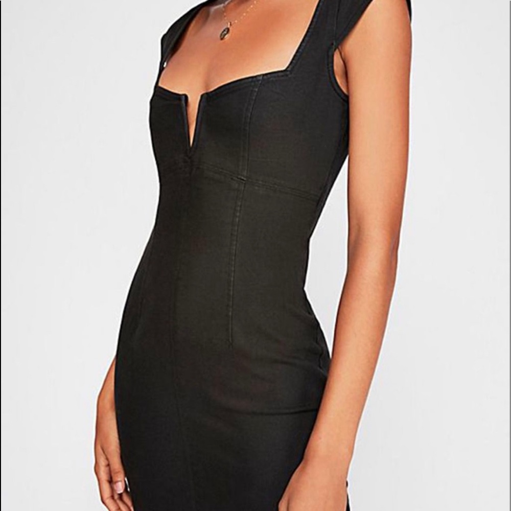 Free People Lia Black Denim Mini Dress